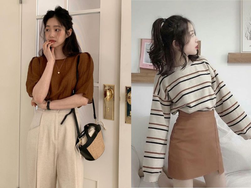 Outfit nâu - be mang đậm phong cách Hàn Quốc (Nguồn: Yêu Gia Đình - Pinterest)