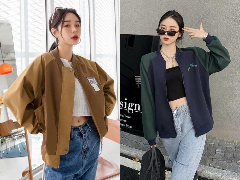 Áo khoác bomber giúp outfit của bạn trông cool ngầu hơn (Nguồn: us.shein.com & harajukuii.com)