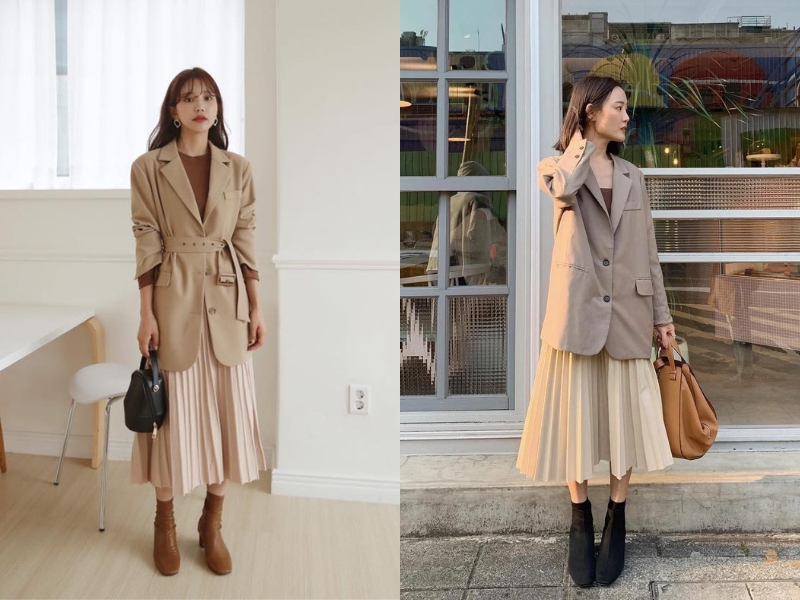 Gợi ý 12+ cách phối đồ với chân váy xếp ly dài mùa đông chuẩn Fashionista 9