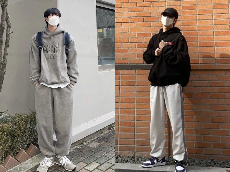 Áo hoodie kết hợp cùng quần jogger